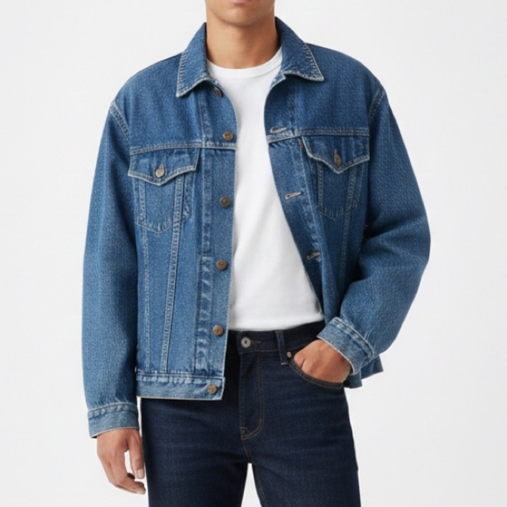 Vtg 90s GAP Work-Force Denim Jacket Mens Medium Executive Testing Heavyweight